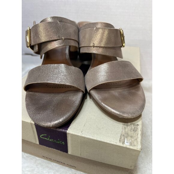Clarks Ralene Rose Champagne Leather Sandals women Size 8M With Box - Picture 3 of 8
